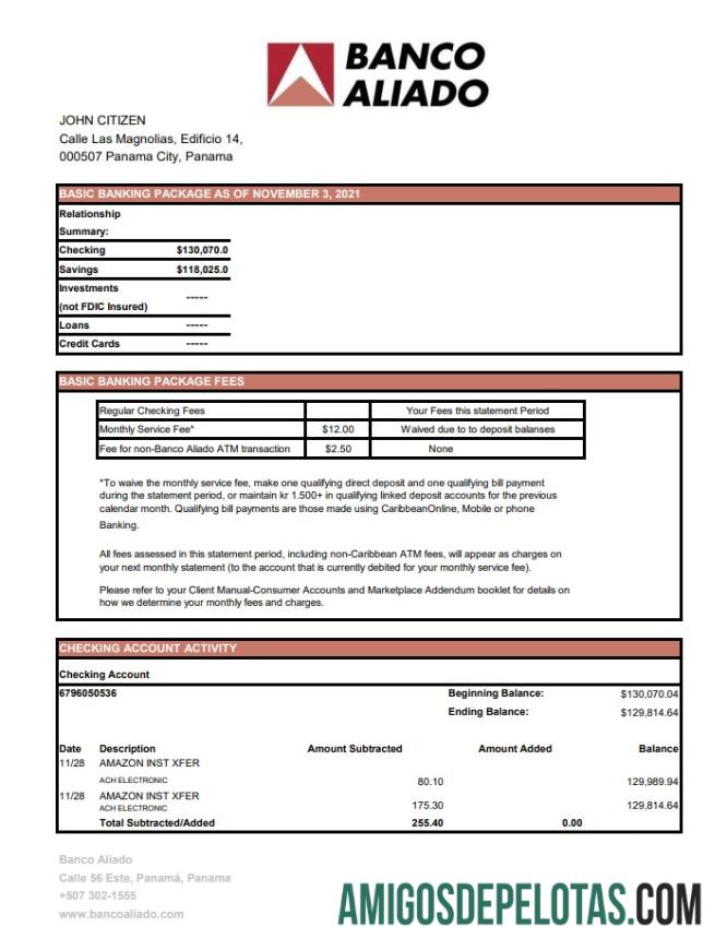 Panama Banco Aliado Excel Pdf examplo